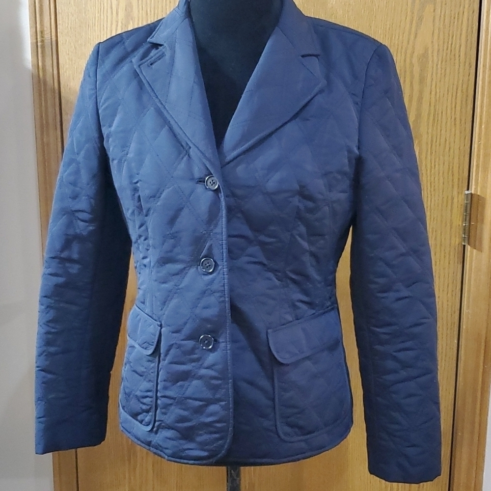 Brooks brothers quilted jacket navy blue euc